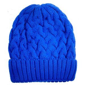 Adrienne Landau Cable Knit Beanie Hat Blue Kids Unisex NWT